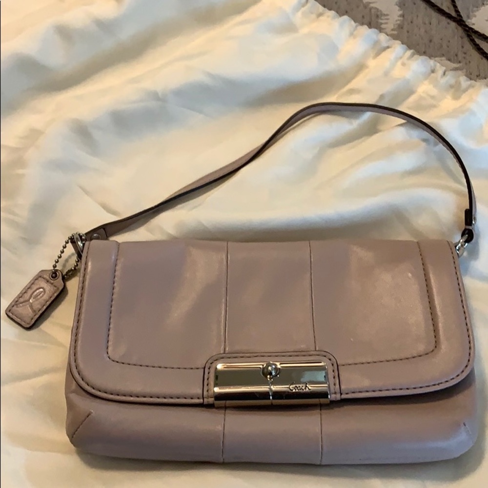 Coach leather evening bag with silver hardware